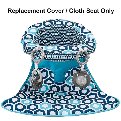 Image of Replacement Part for Fisher-Price Sit-Me-Up Floor Seat - FKD95 ~ Replacement Cover /Cloth Seat ~ Blue, White and Turquoise Colors