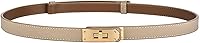 FENLDY Women's Skinny Leather Belt - Adjustable Thin 0.7" Alloy Turn Lock for Dresses, Jeans & Waistlines 22-38"