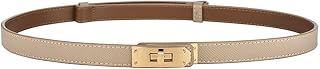 FENLDY Women's Skinny Leather Belt - Adjustable Thin 0.7" Alloy Turn Lock for Dresses, Jeans & Waistlines 22-38"