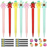 Chinco 24 Pieces Cute Mechanical Pencil with Fruit Erasers and Refills Pastel Colorful Fruit Pencils Bulk with Fun Toppers for Girls Kids Students School (0.7 mm)