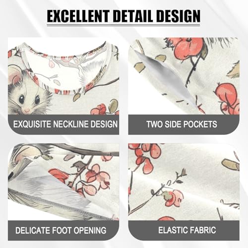 Pajama Short Sets Cute Mice on Branches Soft Cotton Summer Sleepwear 2 Piece PJS Size 5-14T3