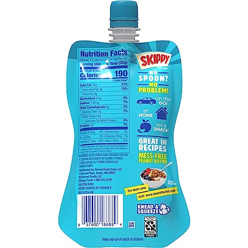 Image of SKIPPY Creamy Peanut Butter Squeeze Pack, 13 oz (6-pack)