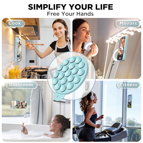 Image of Magnetic for iPhone 16 Case, Compatible with Magsafe, Suction Cup Phone Mount, [2 Screen Protectors][Camera Lens Protector] Silicone Shockproof Protective Slim Phone Cover 6.1 inch, Light Cyan