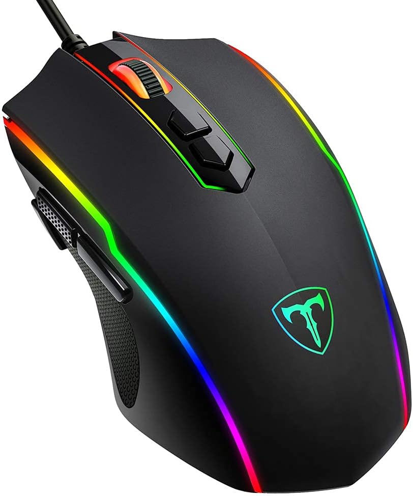 SKY-TOUCH T16 Wired Gaming Mouse, 8 Programmable Buttons, Chroma RGB Backlit, 7200 DPI Adjustable, Comfortable Optical Ergonomic Grip PC Fire Button Mice, Black (Updated Version)