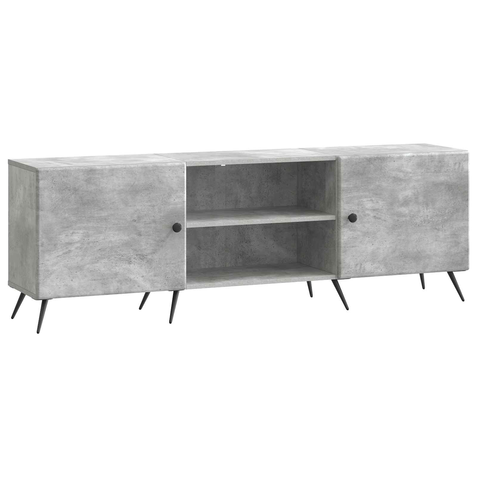 Meuble TV vintage gris béton et métal 150 cm au design industriel raffiné
