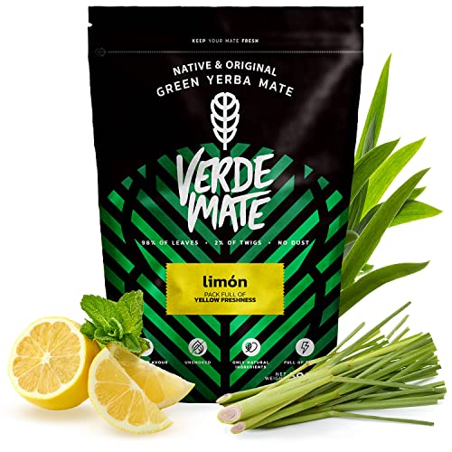 Mate Tee Yerba Verde Mate Green Limon 500g Verde Mate Grün Zitrone anregender Yerba Mate aus Brasilien Yerba Mate Glutenfrei nicht mit Rauch getrocknet Cover