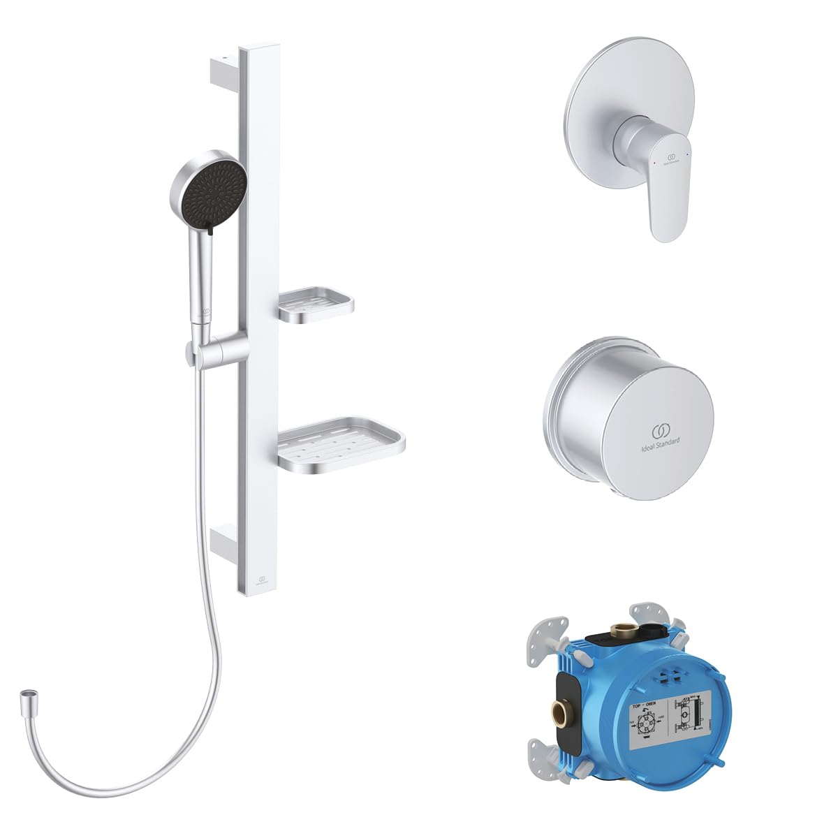 Douchette économie eau Ideal Standard BE127SI ensemble douche alu anti calcaire
