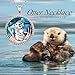 Alphm Otter Necklace 925 Sterling Silver Sea Otter Pendant Abalone Shell Otter Jewelry for Women Otter Lovers