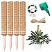 UNIDEAL 4 Pezzi Totem Palo di Cocco Bastoncino 40cm, supporto piante rampicanti, tutore piante, ​totem palo, per Arrampicata Piante Monstera, con 1 Rotolo Fascette da Giardino e 50 Etichette Piante