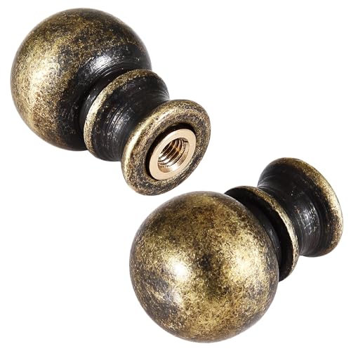 Image of 2 Packs Brass Lamp Finials, Solid Finials for Lamps, Lamp Shade Screw Caps, Antique Brass Lamp Finials Decorative for Table Lamp, Floor Lamp