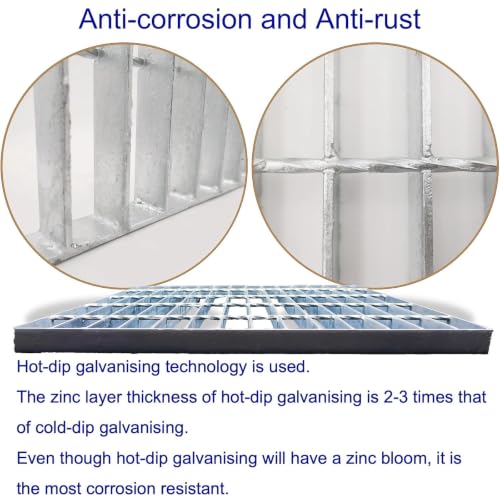 Image of Galvanized Steel Drain Grate, Driveway Channel Cover 24x24 in