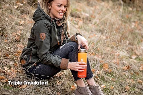 Image of HYDRO CELL Stainless Steel Insulated Water Bottle with Straw - For Cold & Hot Drinks - Metal Vacuum Flask with Screw Cap and Modern Leakproof Sport Thermos for Adults (Red /Orange 24oz)