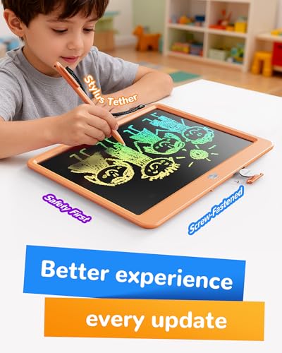 Image of KOKODI LCD Writing Tablet, 12 Inch Colorful Toddler Doodle Board Drawing Tablet, Erasable Reusable Electronic Drawing Pads, Educational and Learning Toy for 3-6 Years Old Boy and Girls(Orange)