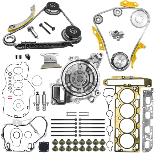 2.4 Timing Chain w/Head Gasket Water Pump Set for GMC 2011-2017 Terrain for Chevy Equinox Malibu,for Buick Regal Lacrosse 2.4 Ecotec 9-4201S HS26517PT Cylinder Head Bolts VCT Selenoid Actuator Gear