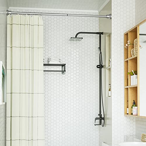 Szximu Spring Tension Curtain Rod 27-43 Inches, Never Rust And Non-Slip Shower Curtain Rods With Flat Top, Nickel #TOP1