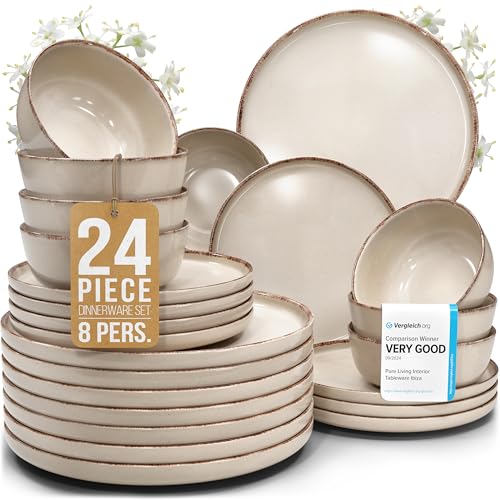 Stoneware dinnerware set 8 persons Rustic 24 pcs - Rustic design ...