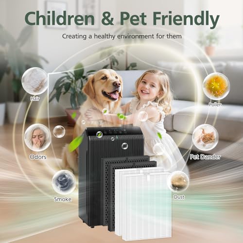 Image of 5510 5520 5530 Replacement Filter Q Compatible with Winix 5510, 5520, 5530 PlasmaWave Air Purifi-ers, HEPA Air Filter + Activated Carbon Filter Combo for Dust Pollen Pet Smoke, 2+2 Pack