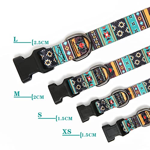 HEELE Hundehalsband, Hunde Halsband für Welpen Kleine Mittlere Große Hunde, Gemustertes Hundehalsbänder Verstellbares, Komfort, Robustem HundeHalsband, Bohemian Cyan, L