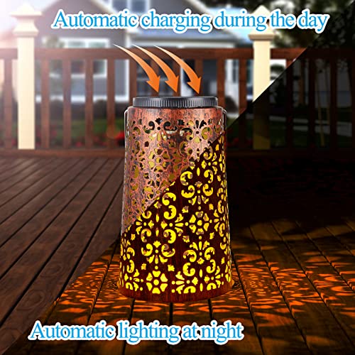 Kinkai 4 Pcs Solar Powered Lanterns Outdoor Lights Led Waterproof Retro Garden Fairy Hanging Lantern For Outside Decor Patio Pathway Backyard 2 Modes Warm/Cool White #TOP3