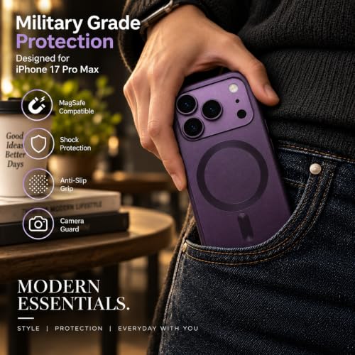 Image of amazon basics Premium Mag-Safe Case for iPhone 17 Pro | Shockproof & Anti-Scratch Cover | Soft Silicone with Wireless Charging | Camera Lens Guard - Light Purple