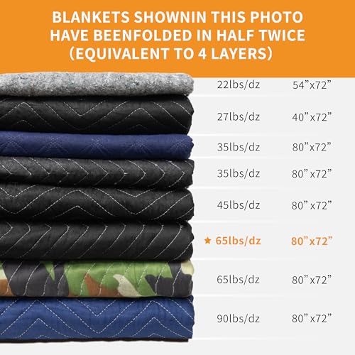 JourneyO 6 Padded Moving & Packing Blankets Heavy Duty - 80\" x 72\" Moving Blankets - Shipping Furniture Pads for Moving and Storage - Thumbnail 5
