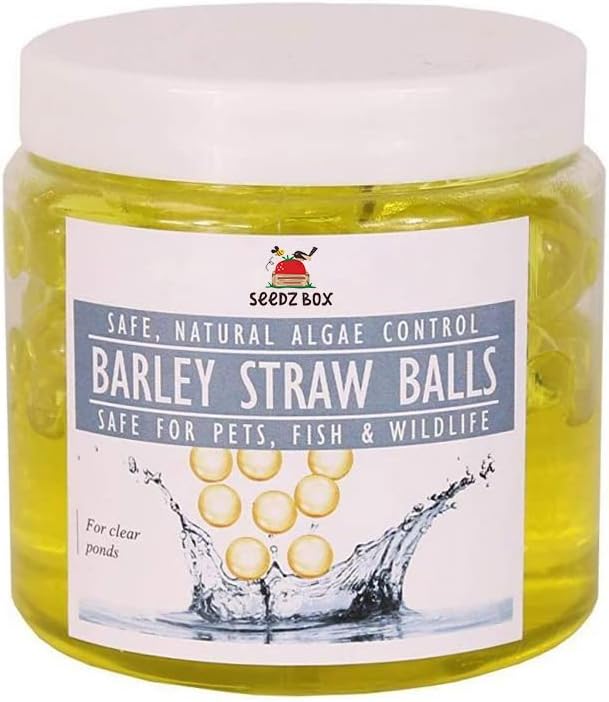 Seedzbox Pond Clear Water Treatment - Removes Pond Green Water And Blanket Weed For A Clear Pond - Safe For Pets And Fish - Natural Pond Barley Straw Balls 300ml - 1 Pot Treats 1350 Litres -