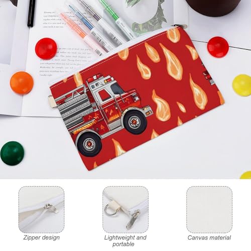 Firefighter Fire Trucks Fashion Coin Purse Change Makeup Bag Canvas Pencil Pouch Travel3