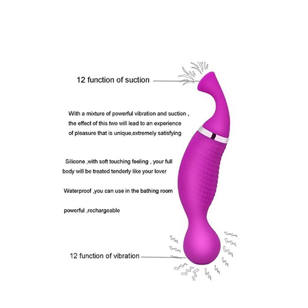 Hand Held Mini Wand Massager Viberation and Sucking Cordless Waterproof (Pink)