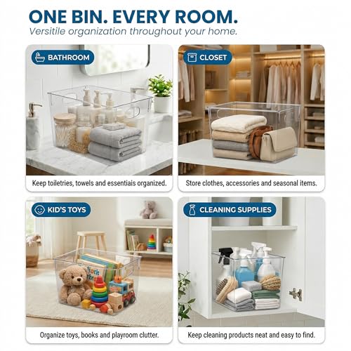 Sorbus Clear Storage Bins 2 Pack Extra Large – BPA-Free Clear Bins for Organizing Pantry, Toys & Laundry | Clear Storage Containers with Handles, 13.75x9.75x8.75 - Image 6