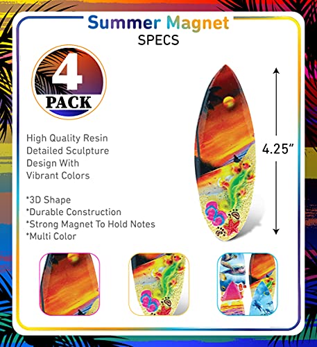 Set de 4 Imanes Decorativos Surfboard de Resina Tropical miniatura 2