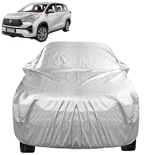 Image of Auto Hub Waterproof Car Cover Compatible with Innova HyCross with Mirror Pocket, Soft Cotton Lining, Waterproof Innova HyCross Car Cover- Metallic Silver