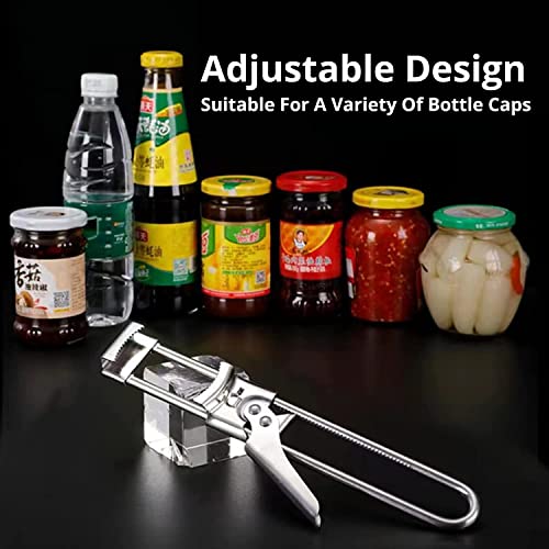 Bottle Opener Adjustable Non-Slip Jar Can Opener Stainless Steel Manual Opener Kitchen Breakfast Cooking Lid Remover Gripper Tool For Seniors Arthritis #TOP1