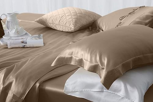 Miniatura 2 de Orose Juego de 4 sábanas de seda de 30 momme sin costuras, gruesas, seda pesada, bolsillo profundo, 100% seda de morera Charmeuse, parte superior