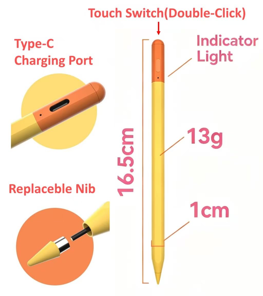 Stylus Pen Android para tablet AMZ Fire HD 10, Fire Max 11, Fire HD 10 Kids Pro, tablet Android, lápiz capacitivo para Samsung, Lenovo, Pixel, TCL y todos los dispositivos táctiles (naranja)