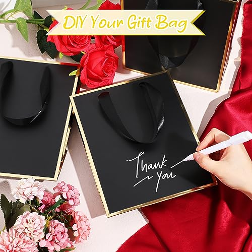 Image of Yeaqee 24 Pack Metallic Paper Gift Bag with Tissue, Black and Gold | with Satin Ribbon Handle and Tissue, 9x7x3.1 Inch, Suit Business, Birthday, Christmas, Thank You Return Gifts Bags