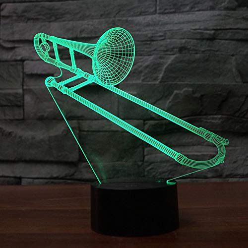 Ztop 3D Illusion Night Light Trombone 7 Color Change Touch Switch Usb Powered Led Decoration Desk Lamp For Holiday Birthday Cool Present #TOP4