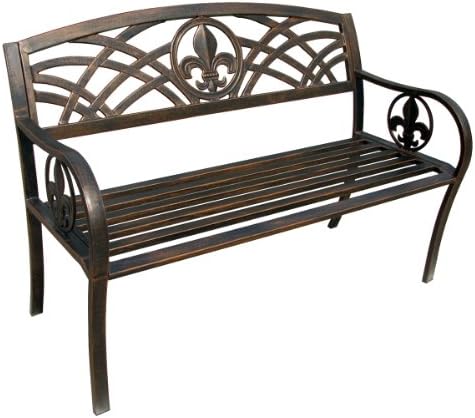 Leigh Country Fleur De Lis Metal Bench