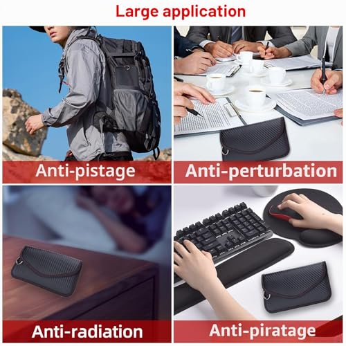 NEUSID Lot de 2 pochettes Faraday pour téléphone portable et clés de voiture, protection Keyless et RFID, en fibre de carbone, noir – vue 6