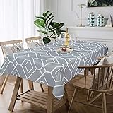 Yugarlibi Graue Tischdecke, Abwaschbare Tischdecken Moderne Geometrisch Tischtuch, Schmutz- und Wasserabweisende Tischdecke, 152x213 cm