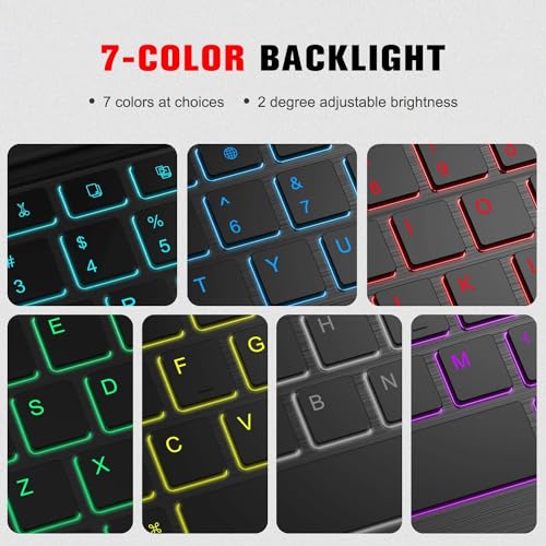 Image of HOM Tri Fold 7-Colour Backlight Detachable Wireless Bluetooth Keyboard with Trackpad /Touchpad Tablet Cover Case for Lenovo Tab M11 Tablet 11-inch