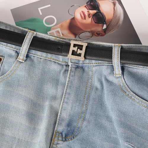 Image of Aurolran Women's Leather Belt with Buckle - Ideal for Dresses, Jeans, and Coats