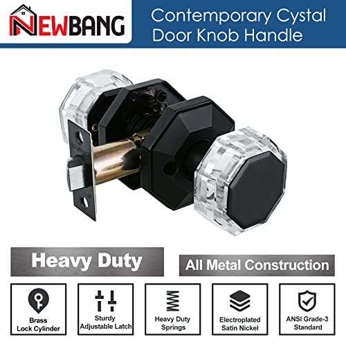 Newbang Hardware Transparent Glass Door Knob For Passage Room And Hall/Closet Room,Crystal Door Knob Handle With Matte Black Finish For Mobile Home, Zscy-Hdc34Db-Ps-1P #TOP2