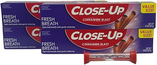 El paquete de pasta de dientes refrescante para el aliento incluye cuatro gel refrescante rojo de 8 onzas con tubos de pasta de dientes para