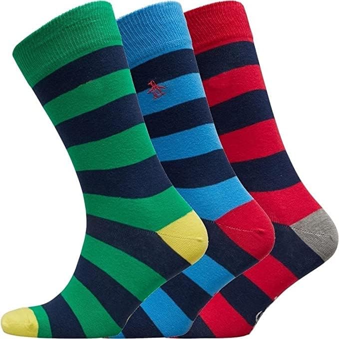 Mens 3 Pack Rugby Striped Socks One Size UK 7-11