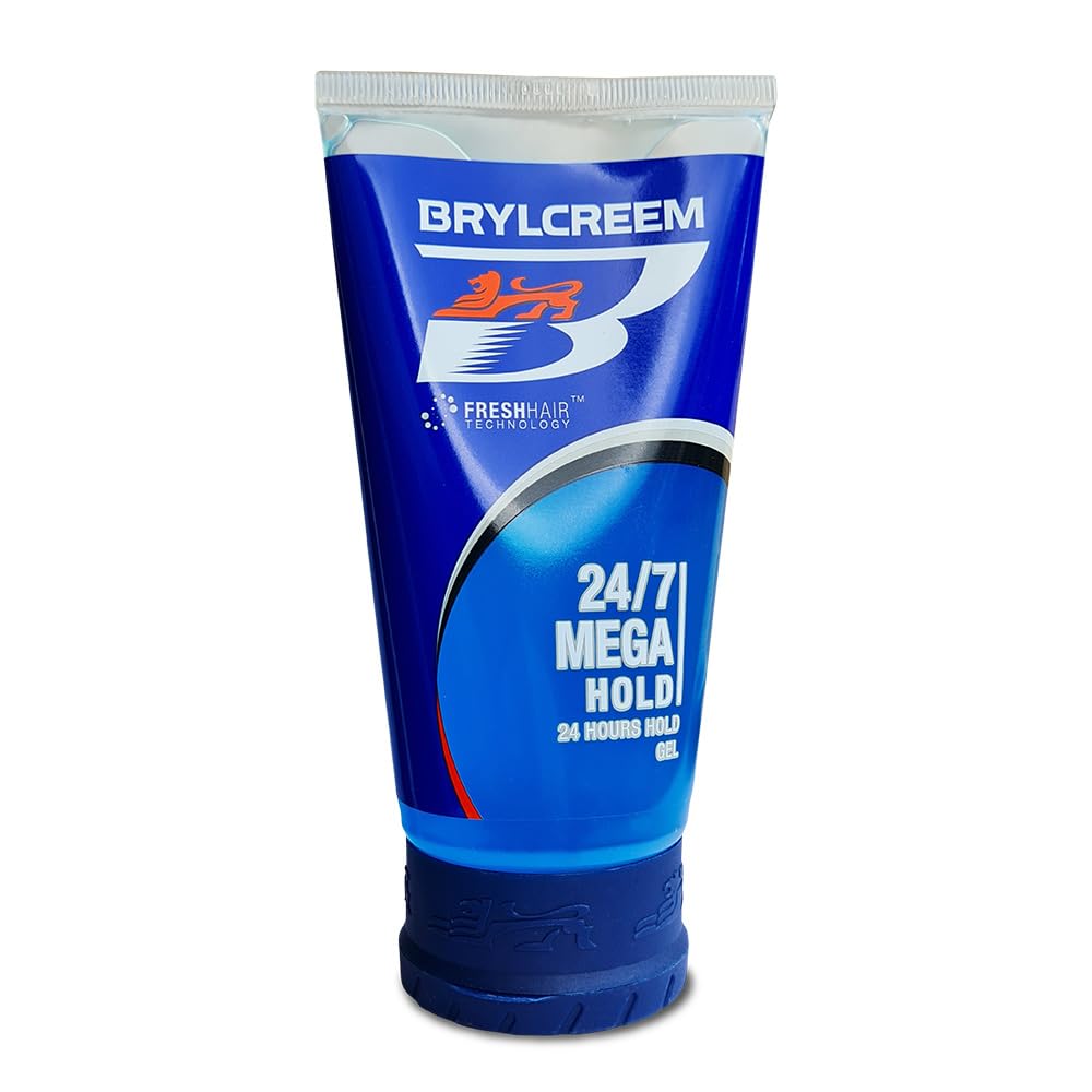 Brylcreem 24/7 Mega Hold Hair Styling Gel for Men, Long-Lasting 24 Hours Hold for Hair Setting, Non-Sticky Hair Wax Gel for Natural Look & High Shine, Sweat-Proof, No Flake & Residue, 150ml