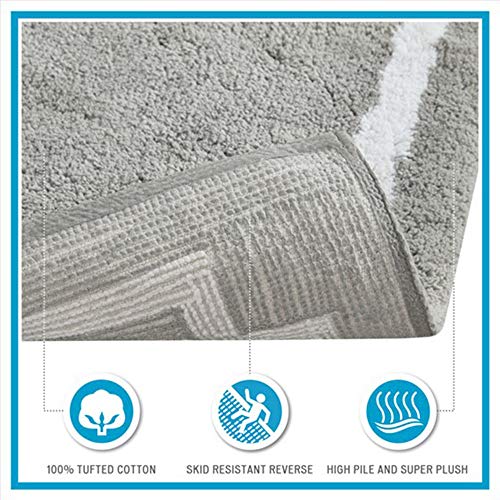 Evan Cotton Tufted Washable Bath Mat , Luxury Solid Bathroom Rugs , 20X30 Inches , Grey #TOP3