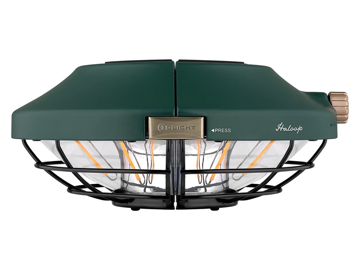 OLIGHT Haloop, Lámpara recargable para jardines y camping, Luz LED 360º (VERDE FORESTAL)