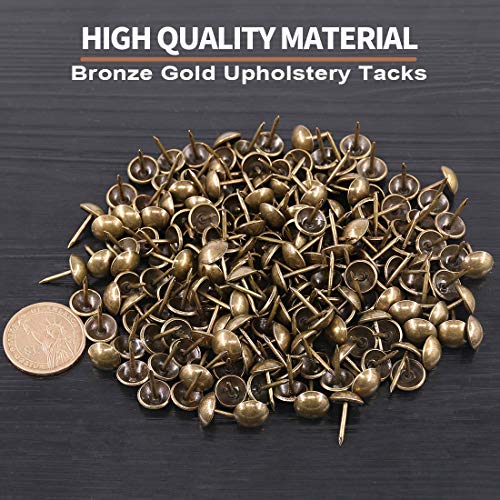 Keadic 300Pcs [ 7/16" In Diameter] Antique Upholstery Tacks Furniture Nails Pins Kit For Upholstered Furniture Cork Board Or Diy Projects - Bronze #TOP2