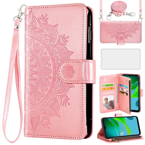Étui pour Moto E13 avec motif fleur mandala gravé, une idée cadeau utile pour femme