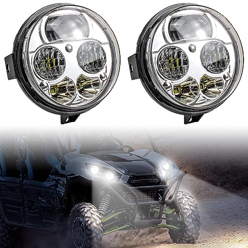 SAUTVS LED Headlights Assembly for Teryx, High Low Beam Head Lights Front Lamps for Kawasaki Teryx Teryx4 Brute Force 750 Accessories (2PCS)
